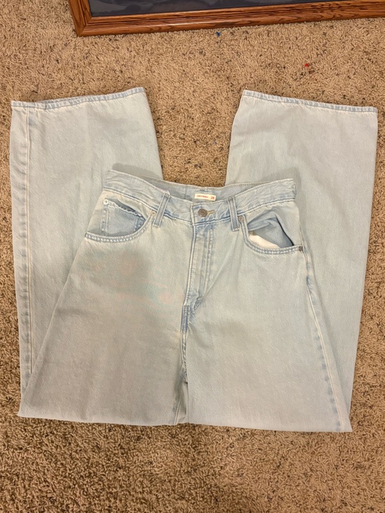 Levi's Denim - Cinch Waist Levi's Light Blue High-Rise Wide Leg Jeans